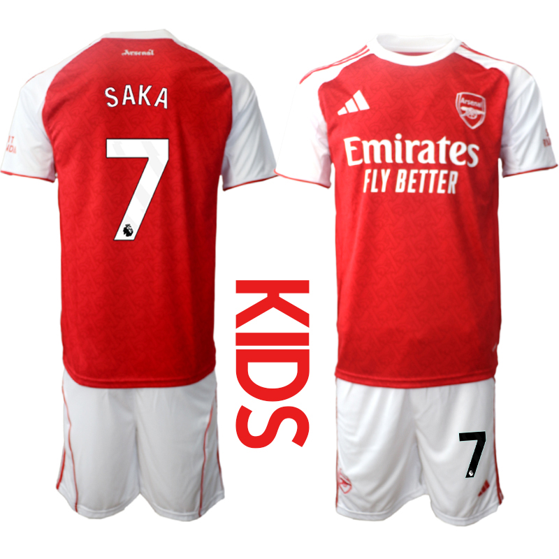 Youth 2025-2026 Club Arsenal home red #7 Soccer Jersey 01